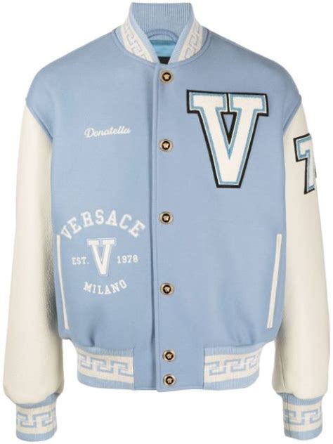 versace denim jacket|Versace varsity bomber jacket.